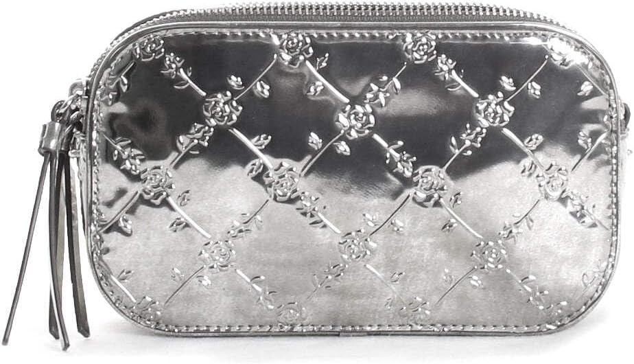 Tory Burch Women's Miller Metallic Floral Embossed Mini Crossbody, Pewter3