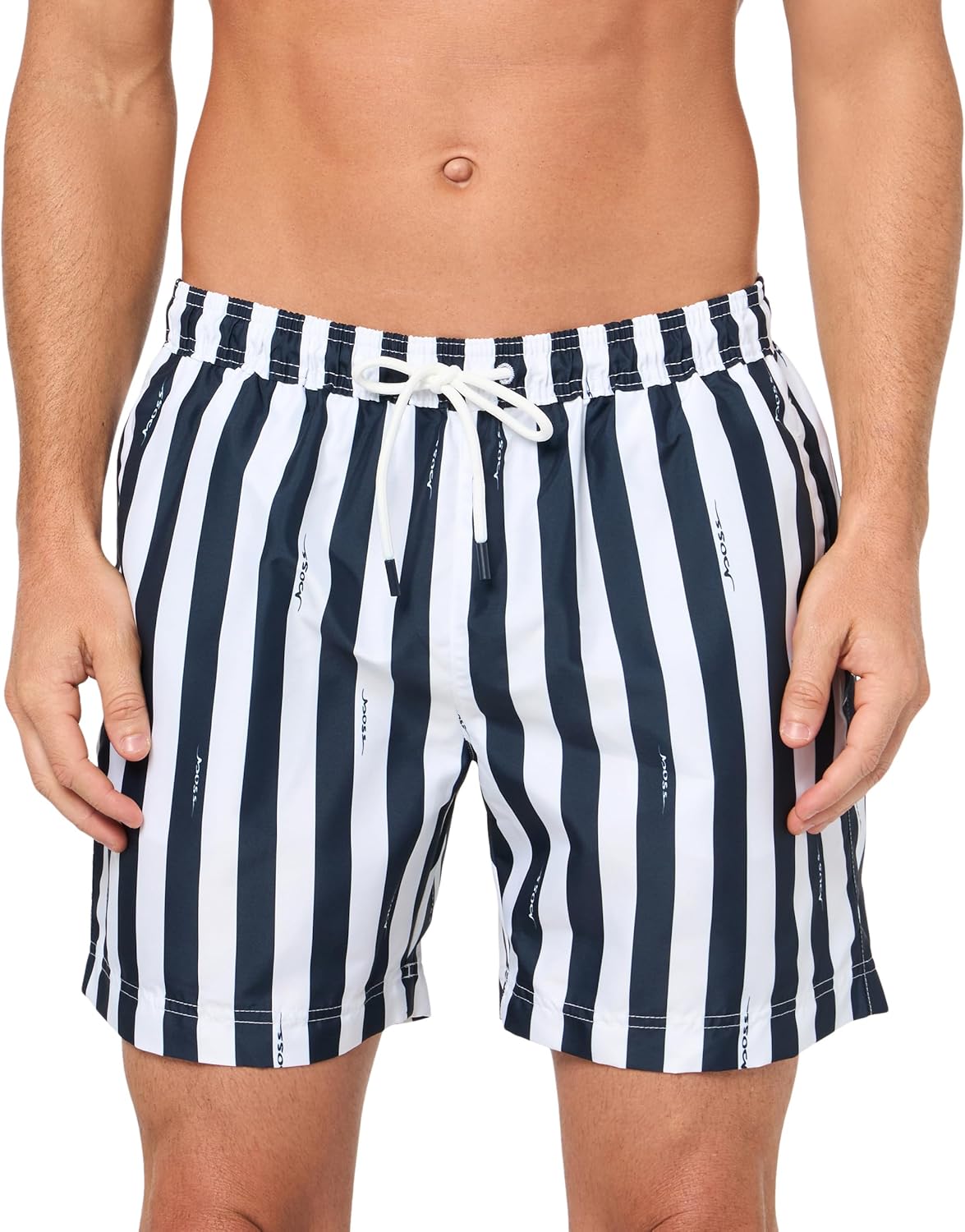 Hugo Boss Men's Teo Vertical Stripe Swim Shorts, Navy, Large XXL Navy