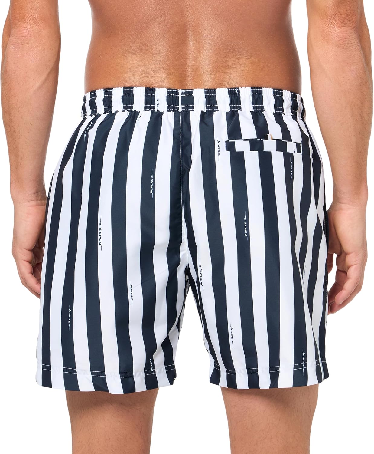 Hugo Boss Men's Teo Vertical Stripe Swim Shorts, Navy, Large