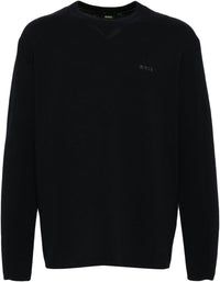 Hugo Boss Men's Rildor Crew Neck Cotton Sweater, Navy Navy
