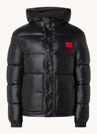 Hugo Men's Baro 2441 Quilted Hooded Puffer Coat, Black Black