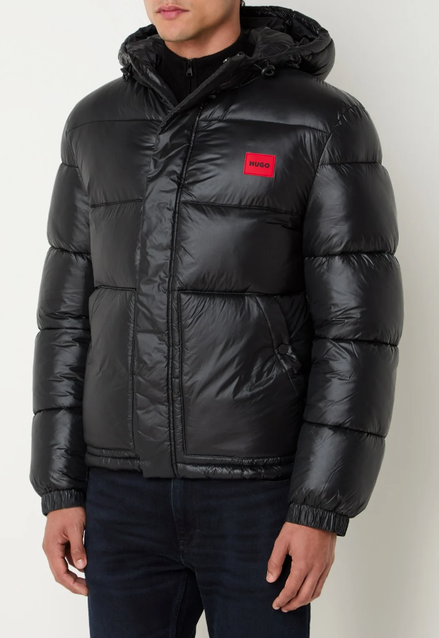 Hugo Men's Baro 2441 Quilted Hooded Puffer Coat, Black