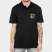 Hugo Men's Diridupol Short Sleeve Polo Shirt, Black Black