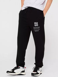 Hugo Men's Dapurlonga Square Logo Sweatpants, Black Black