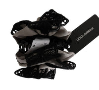 Dolce & Gabbana Dolce & Gabbana Gray Silk Black Lace Hair Women's Claw