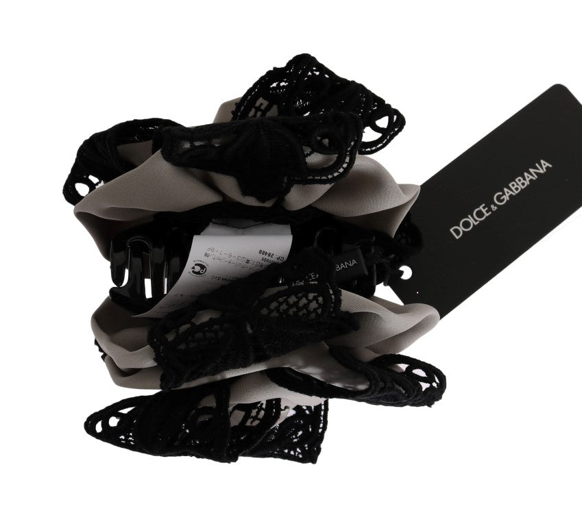 Dolce & Gabbana Dolce & Gabbana Gray Silk Black Lace Hair Women's Claw