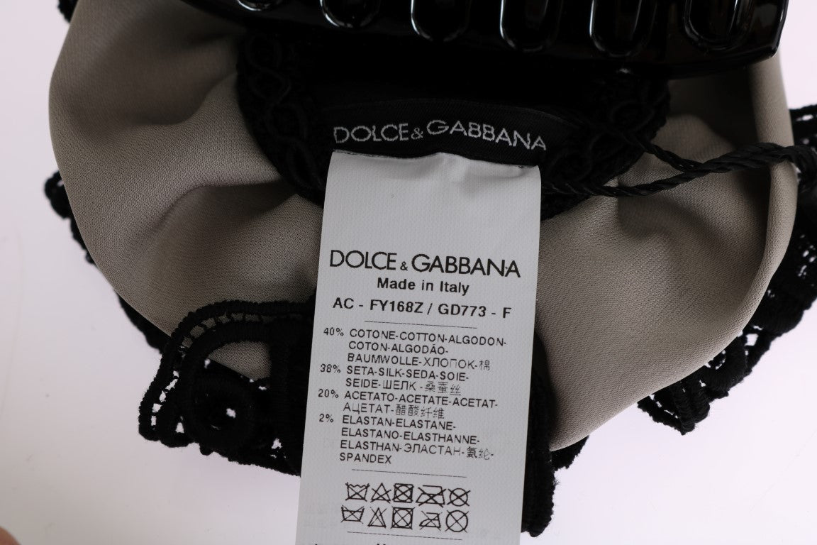 Dolce & Gabbana Dolce & Gabbana Gray Silk Black Lace Hair Women's Claw