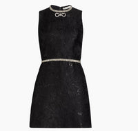 alice + olivia Ellis Embellished Crew Neck Sleeveless Mini Dress, Black Black