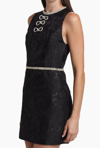 alice + olivia Ellis Embellished Crew Neck Sleeveless Mini Dress, Black