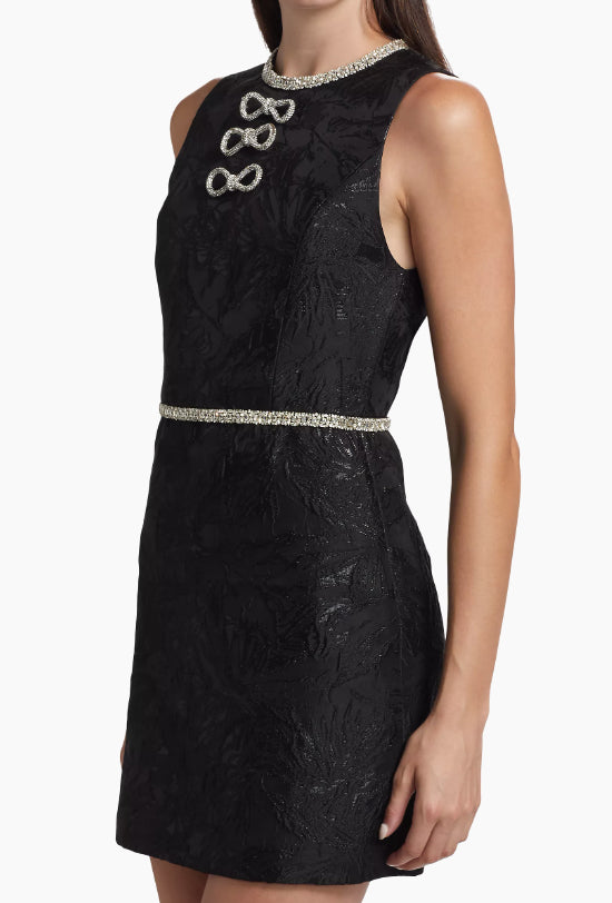alice + olivia Ellis Embellished Crew Neck Sleeveless Mini Dress, Black