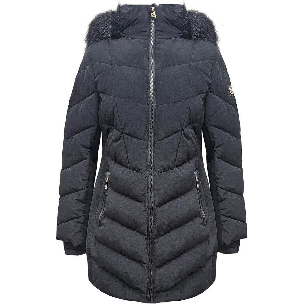Michael Michael Kors Women's Chevron Scuba Coat, Black Black