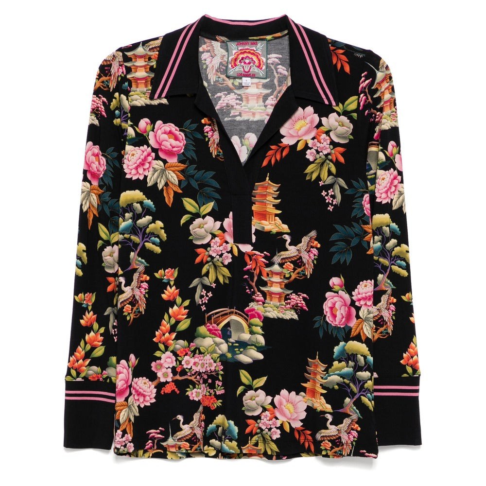 Johnny Was The Janie Favorite Split Front Collared Henley- So Soundbath Multicolor