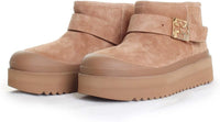 Tory Burch Women's Mellow Shearling Platform Boot, Light Chestnut/Gold