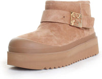 Tory Burch Women's Mellow Shearling Platform Boot, Light Chestnut/Gold Light Chestnut Gold