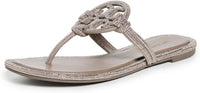 Tory Burch Women's Miller Knotted Pave Suede Sandals, Dark Clay 6 Dark Clay