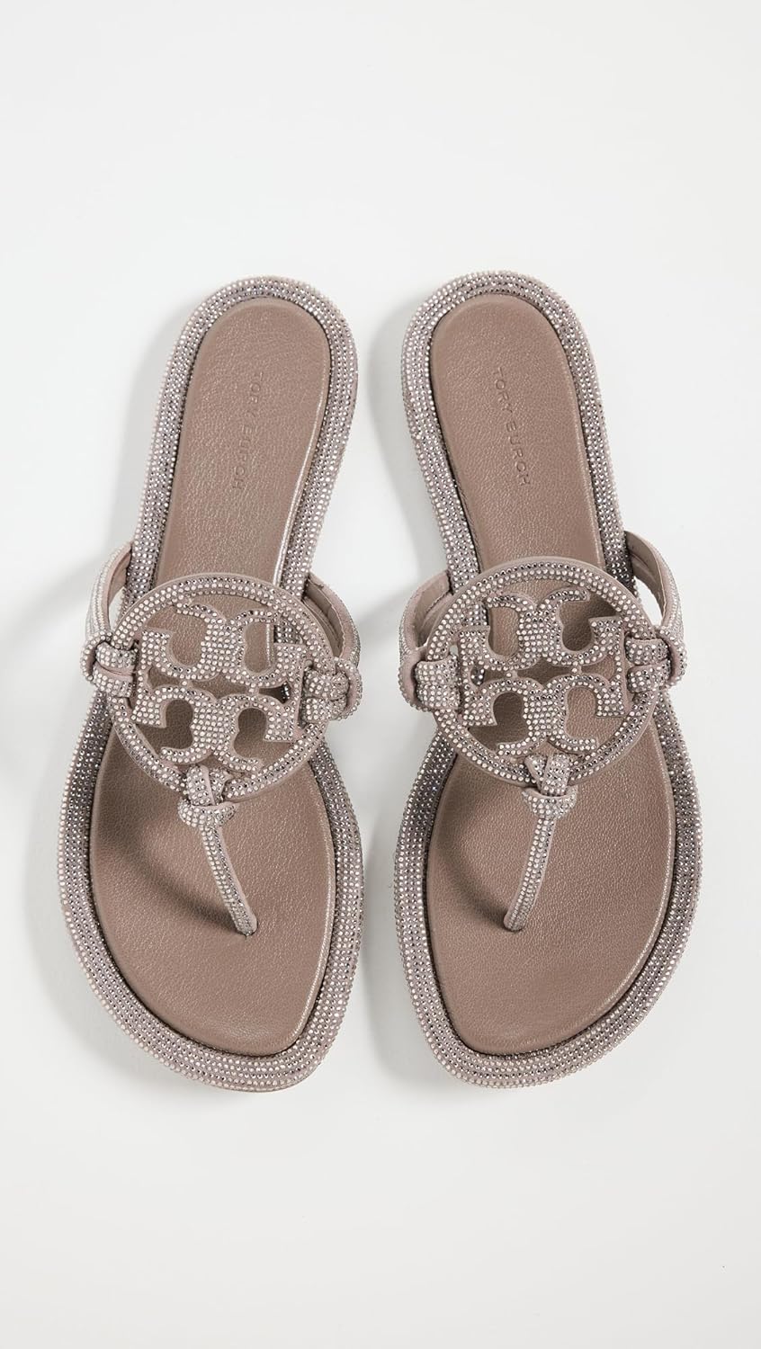Tory Burch Women's Miller Knotted Pave Suede Sandals, Dark Clay