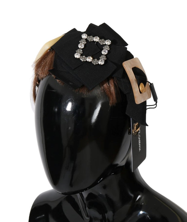 Dolce & Gabbana Crystal-Embellished Gold Brown Diadem Women's Headband