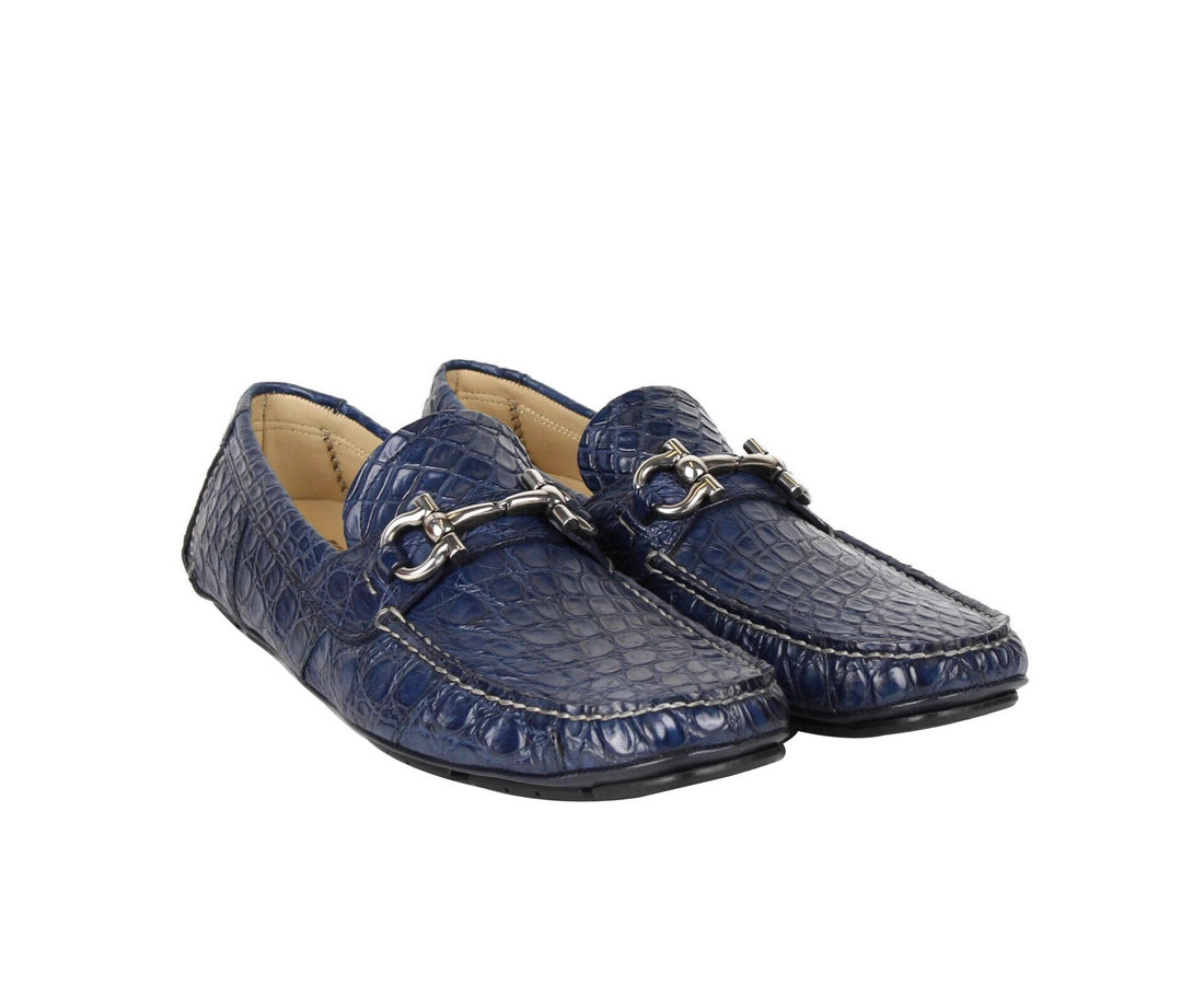 Salvatore Ferragamo Men s Parigi Dark Blue Crocodile Horsebit Loafers Bluefly