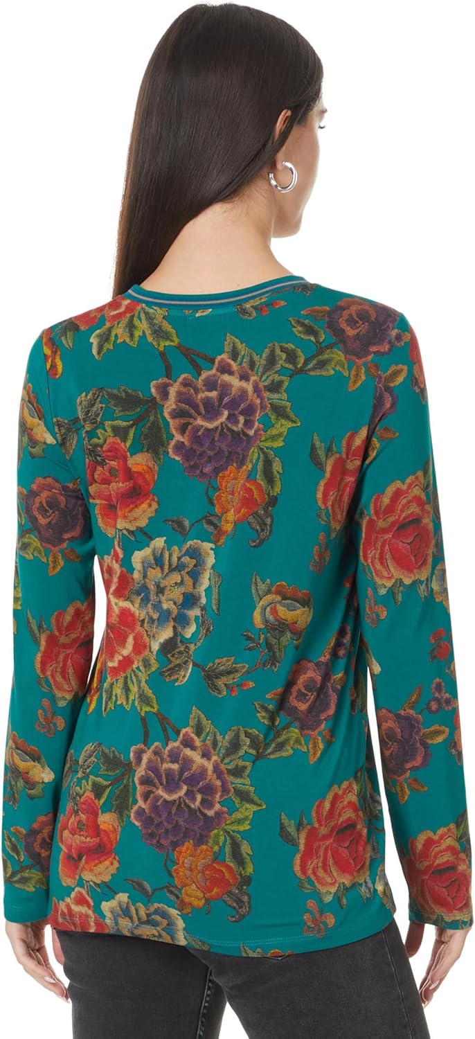 Johnny Was Women's The Janie Favorite Long Sleeve Crew Neck Tee, Zinnia Meadow
