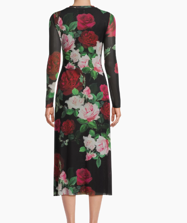 Johnny Was Women's Lolia Rose Mesh Midi-Dress - Maria Rosa
