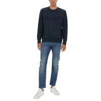 Hugo Boss Men's Soleri 60 Crewneck Tonal Logo Sweatshirt, Blue