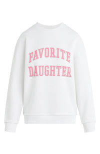 Favorite Daughter Collegiate Sweater, White w/Neon Pink White