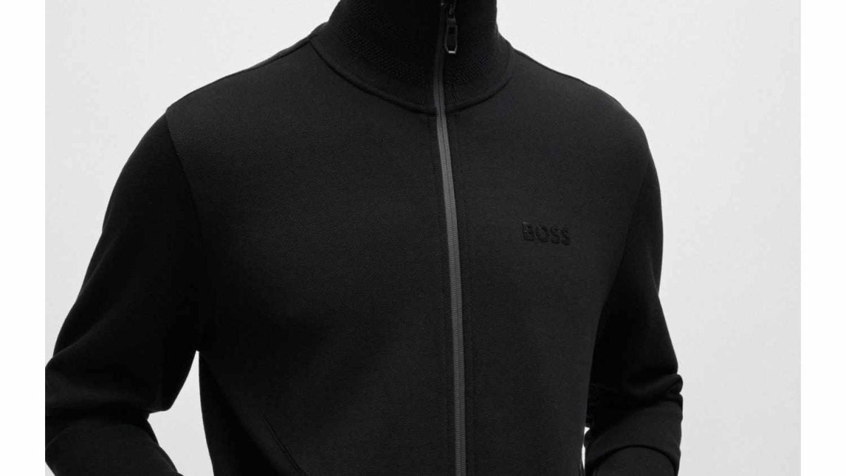 Hugo Boss Men's Skaz Mirror Black Full Zip Tonal Logo Sweater