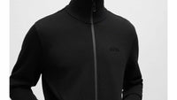 Hugo Boss Men's Skaz Mirror Black Full Zip Tonal Logo Sweater