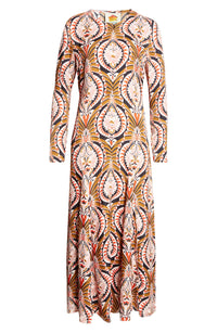 Farm Rio Women's Midi Dress, Pineapple Jewelry Multicolor Pineapple Jewelry Multicolor