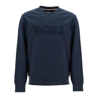 Hugo Boss Men's Soleri 60 Crewneck Tonal Logo Sweatshirt, Blue Blue