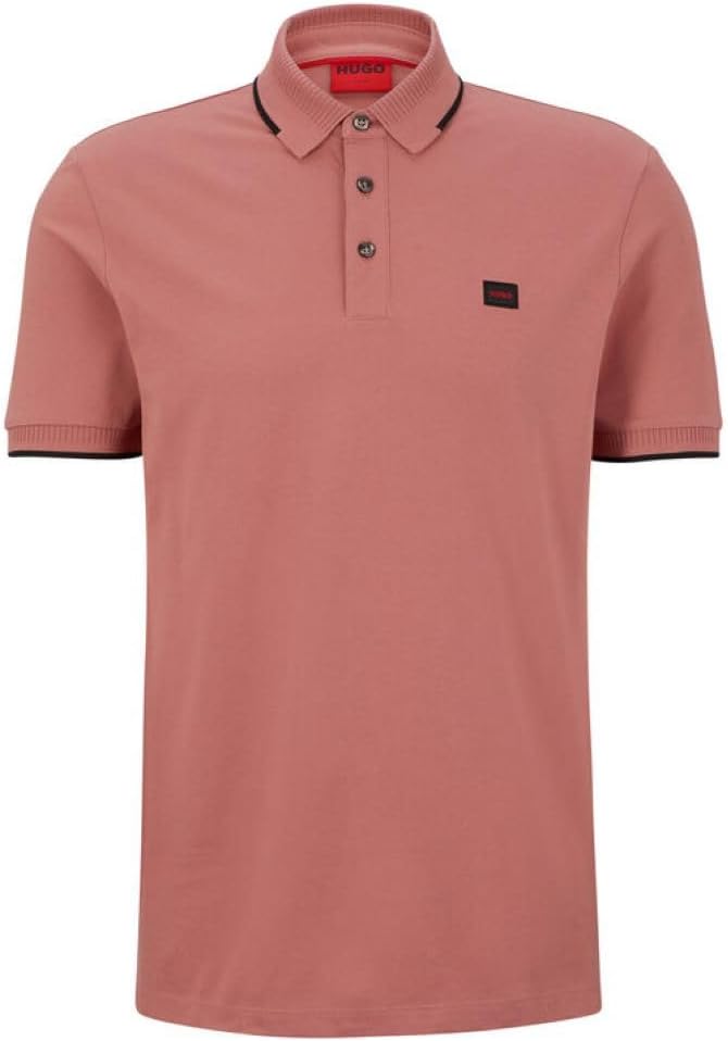 Hugo Men's Deresino 232 Short Sleeve Polo Shirt, Pink Pink
