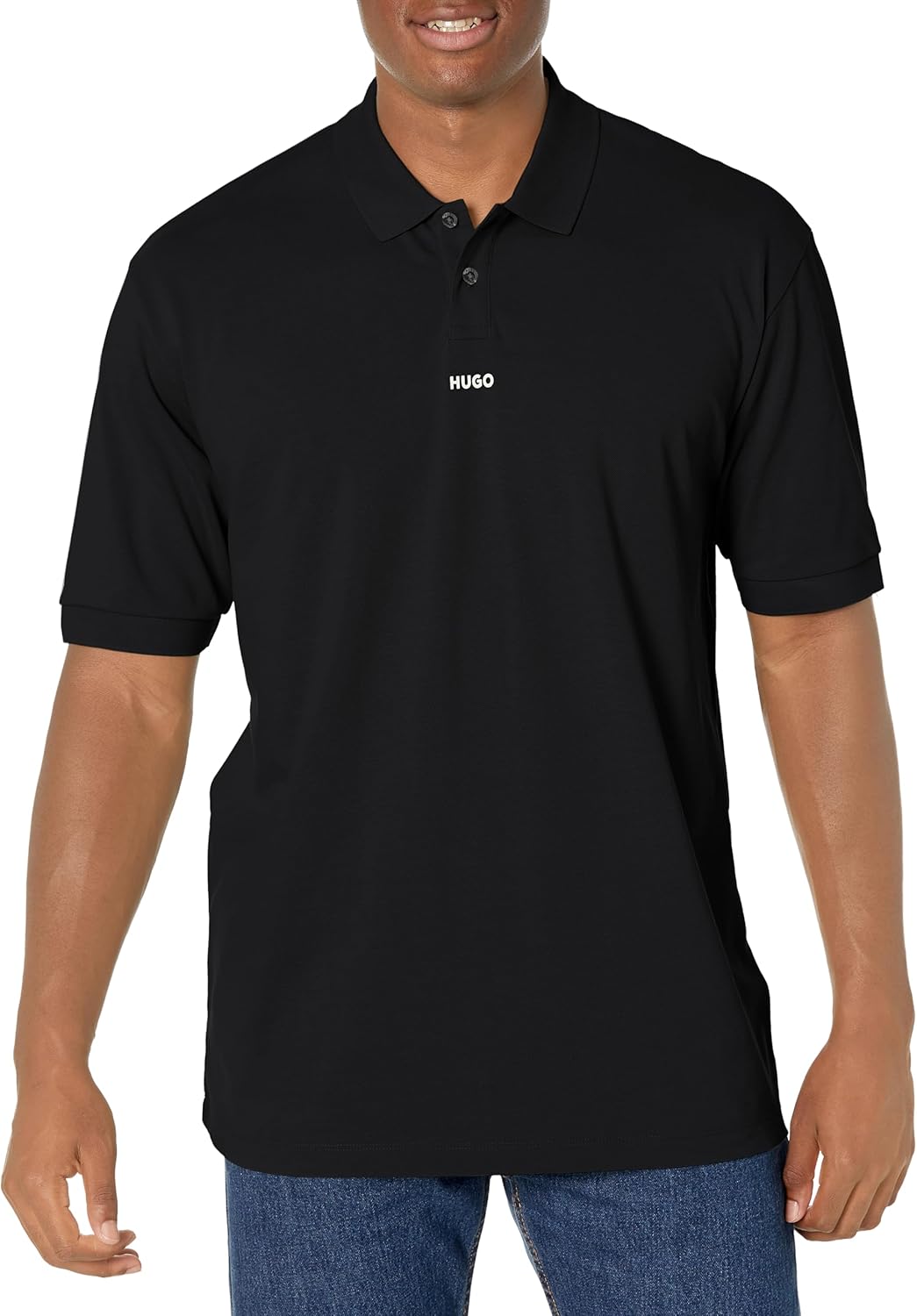 Hugo Men's Dangula Small Logo Polo Shirt, Black Black