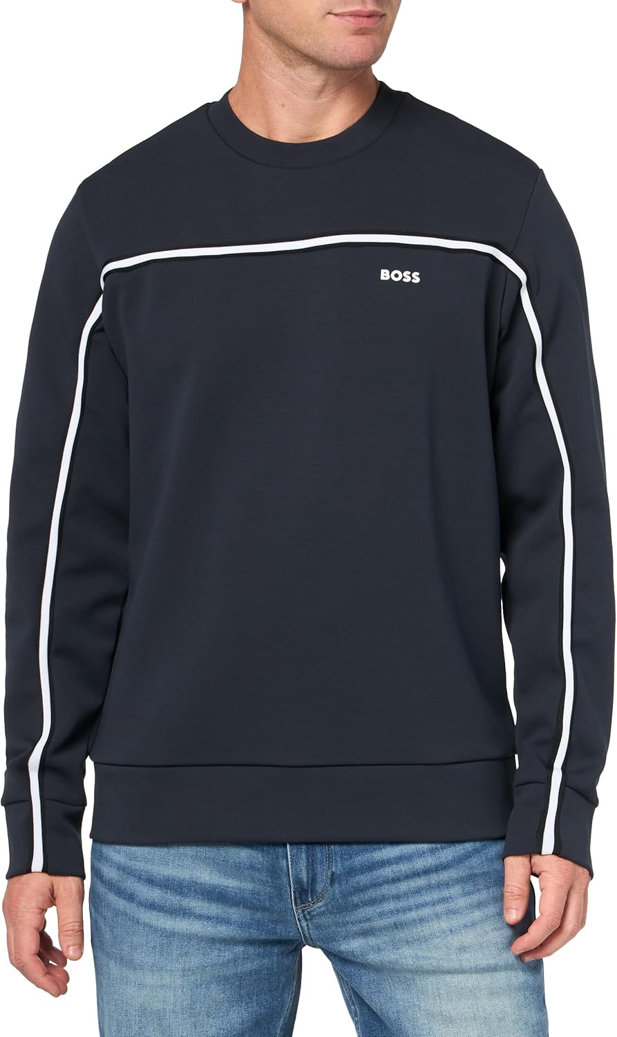 Hugo Boss Men's Salbo 1 Crew Neck Sweater, Blue Blue