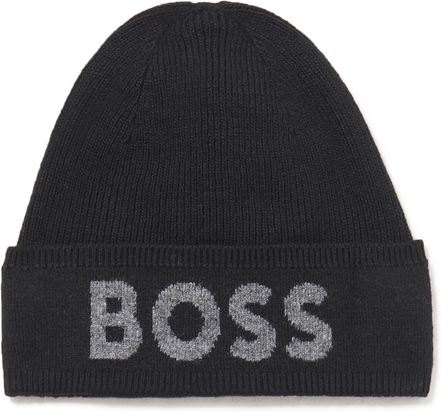 Hugo Boss Men's Elio Big Logo Beanie, Black One Size Black