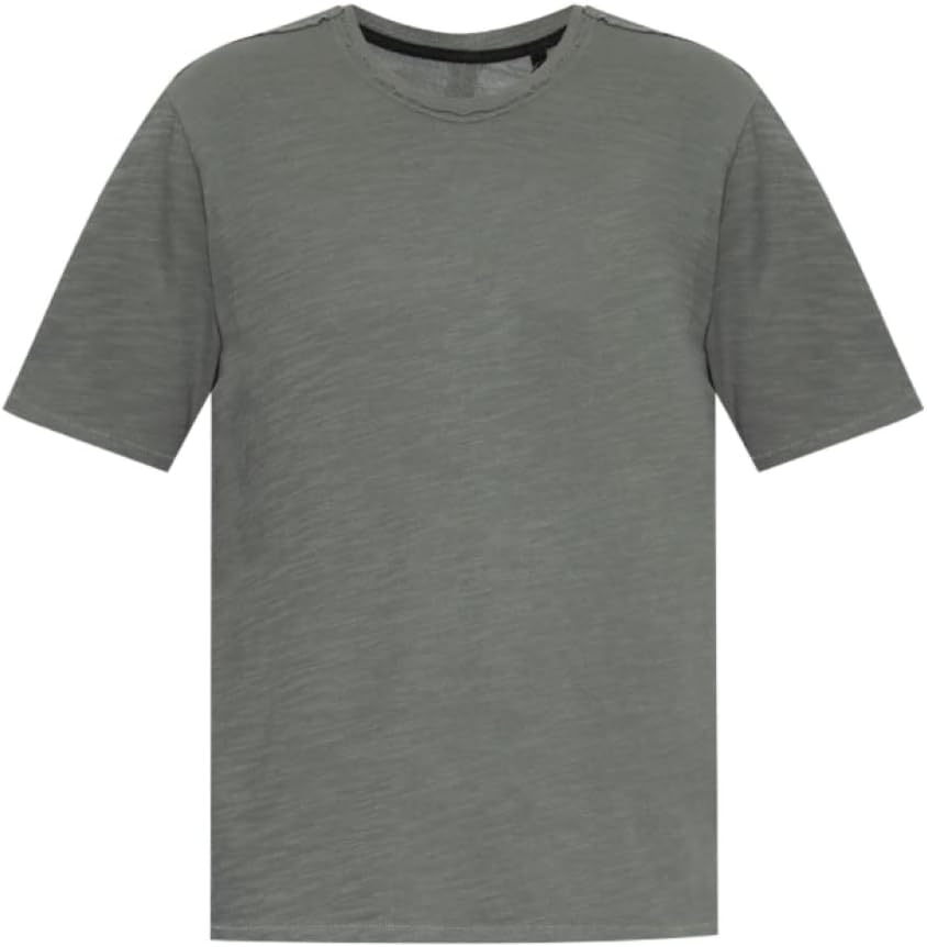 rag & bone Men's Raw Edge Flame Short Sleeve Tee, Smoke Grey Smoke Grey