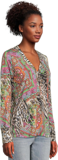 Johnny Was Women's The Janie Henley Top, Paisley Tie