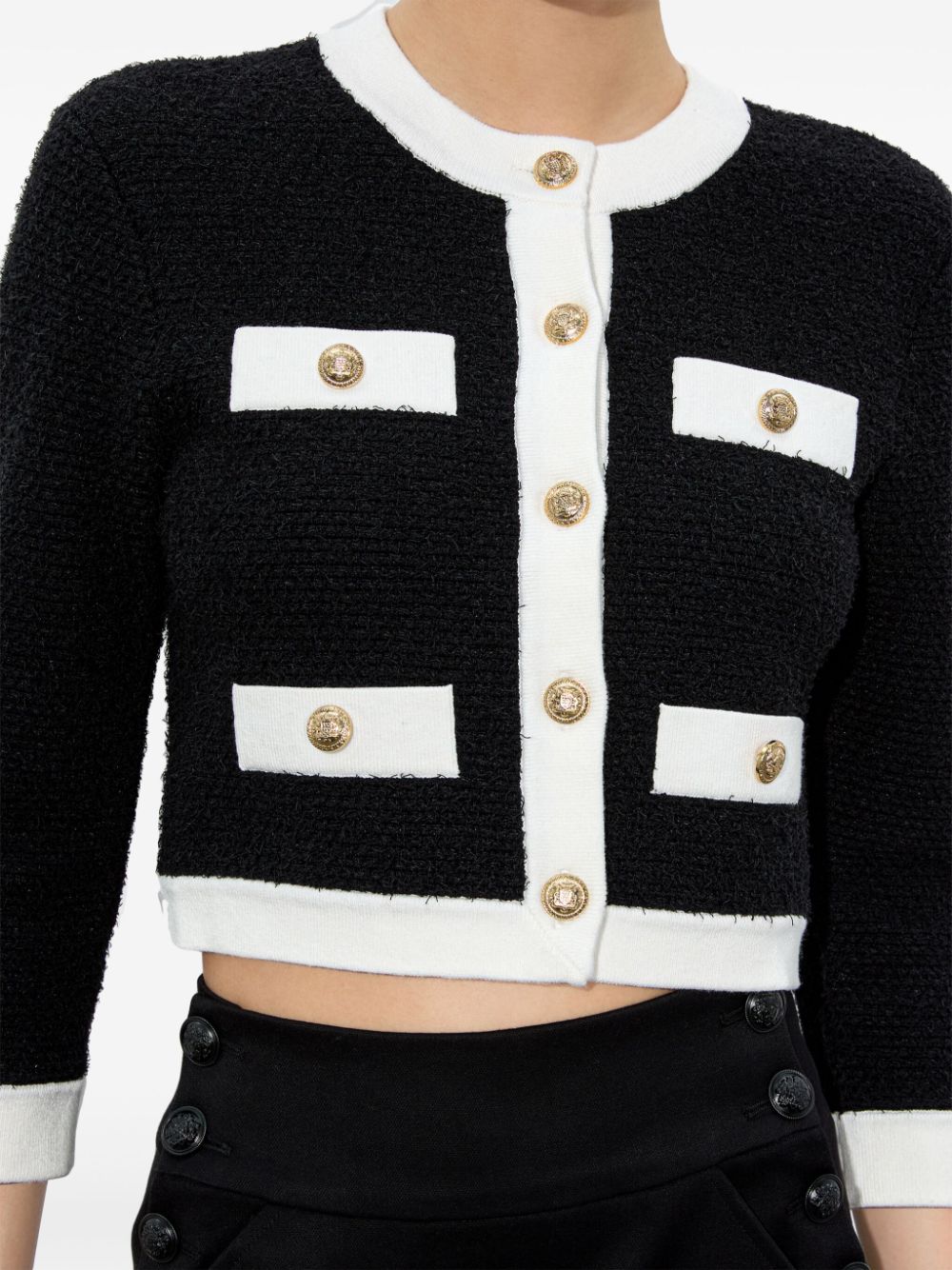 alice + olivia Claira Cardigan, Black/Soft White