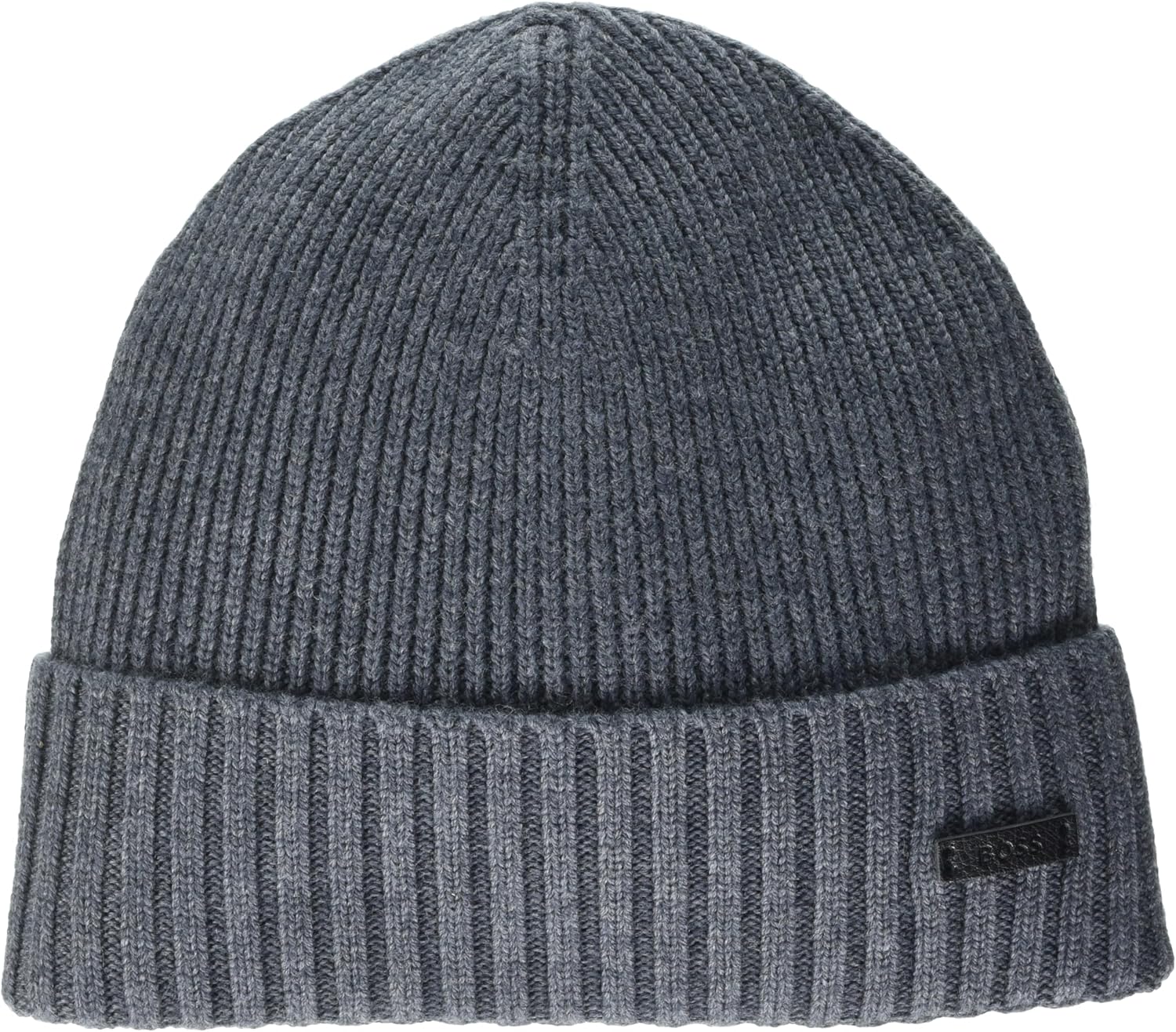 Hugo Boss Men's Fati Ribbed Beanie, Grey One Size Grey
