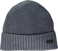 Hugo Boss Men's Fati Ribbed Beanie, Grey One Size Grey