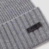 Hugo Boss Men's Fati Ribbed Beanie, Grey