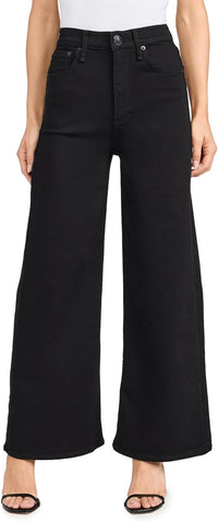 rag & bone Women's Flexi Sofie High-Rise Wide Leg Jean, Black Black