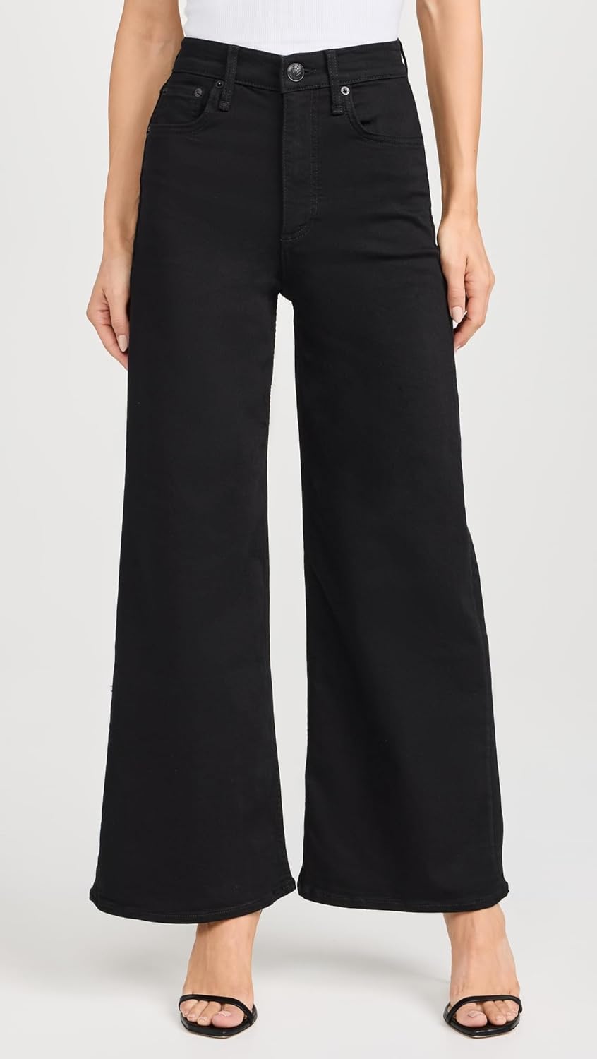 rag & bone Women's Flexi Sofie High-Rise Wide Leg Jean, Black