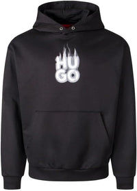 Hugo Men's Defnia Center Logo Sweatshirt, Black Black