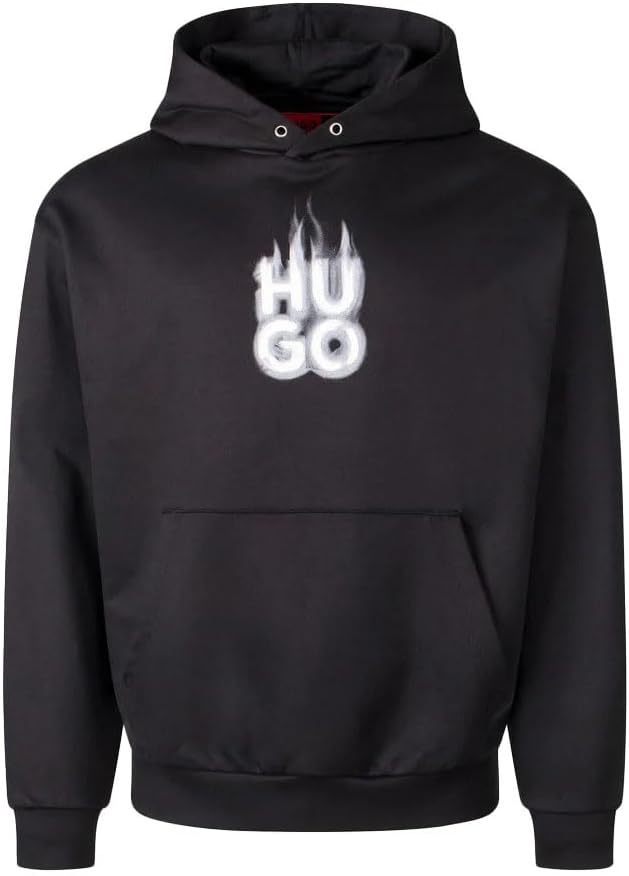 Hugo Men's Defnia Center Logo Sweatshirt, Black Black