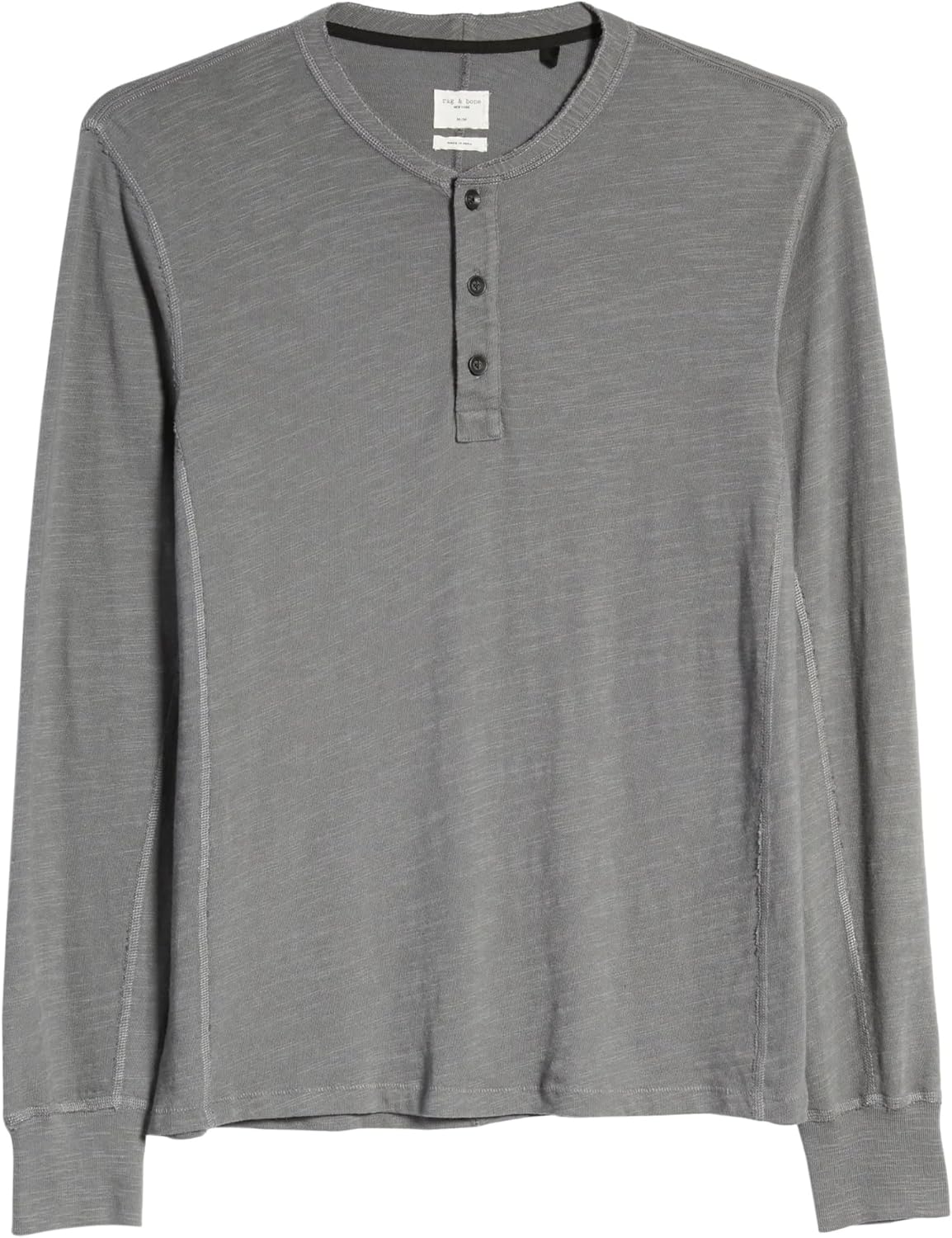 rag & bone Men's Classic Flame Henley, Dark Grey Dark Grey