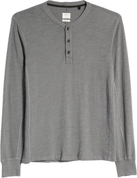 rag & bone Men's Classic Flame Henley, Dark Grey Dark Grey