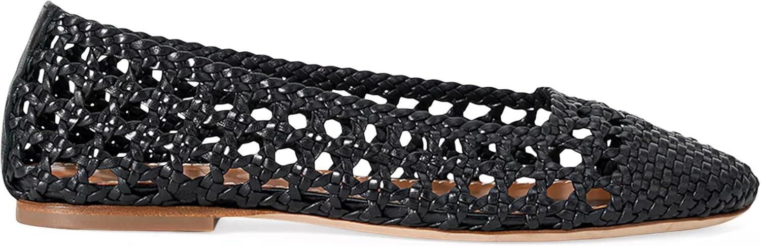 Staud Women's Nell Crochet Ballet Flats, Black Black