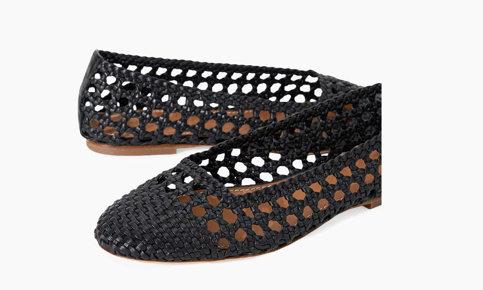 Staud Women's Nell Crochet Ballet Flats, Black