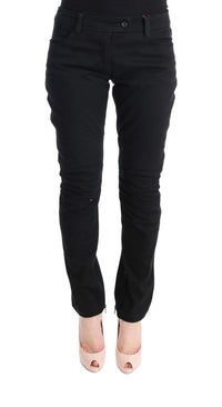 Ermanno Scervino Black Cotton Slim Fit Casual Women's Pants