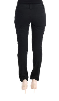 Ermanno Scervino Black Cotton Slim Fit Casual Women's Pants